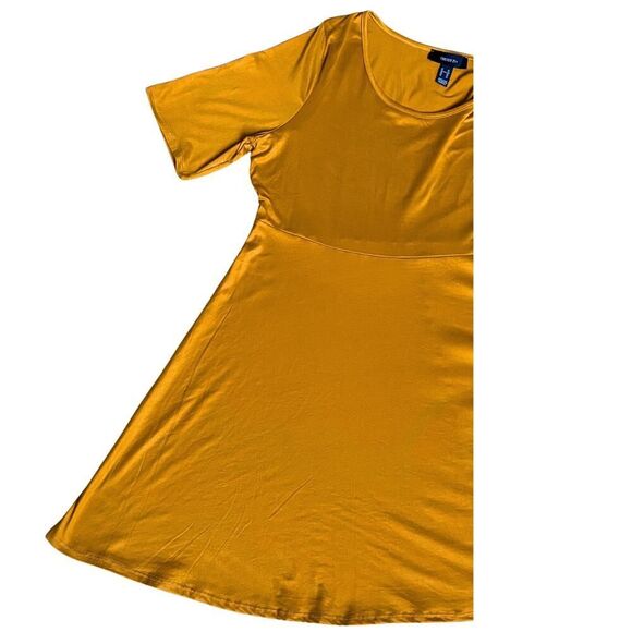 Forever 21+ Womens Dress Scoop Neck A-Line Midi 3X Mustard Fall Thanksgiving USA - Picture 7 of 8